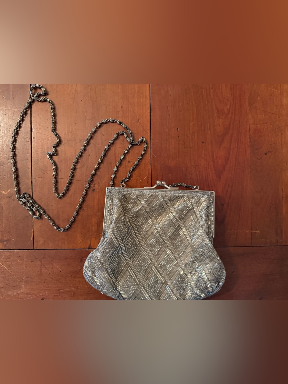 Vintage Cache Silver Beaded Clutch